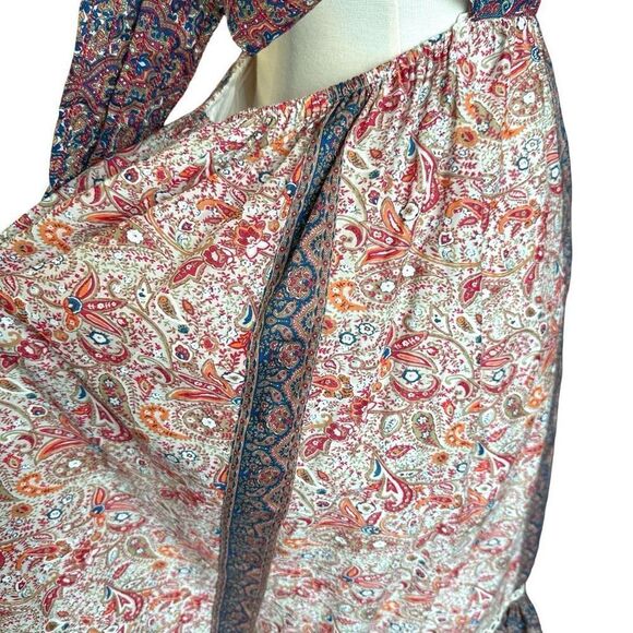 NWOT Haute Hippie Flutter Sleeve Embroidered Crochet Bohemian Print Open Tie Bac - Picture 15 of 16
